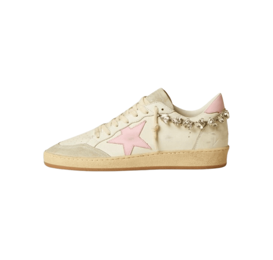 Ball star stella in pelle rosa e applicazioni con cristalli