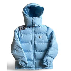DETACHABLE HOODED PUFFER-ICE BLUE