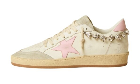 Ball star stella in pelle rosa e applicazioni con cristalli
