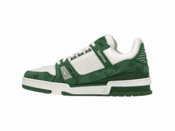Trainer Green Monogram Denim White