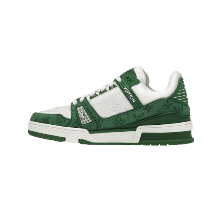 Trainer Green Monogram Denim White