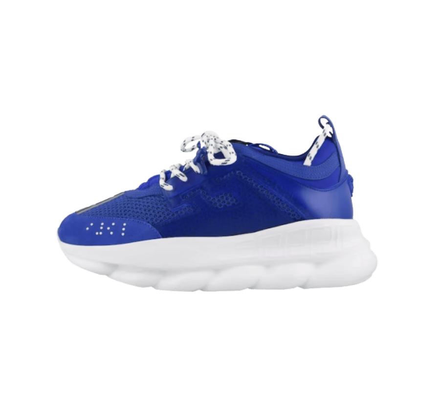 VERSACE – CHAIN REACTION BLUE MESH RUBBER SUEDE