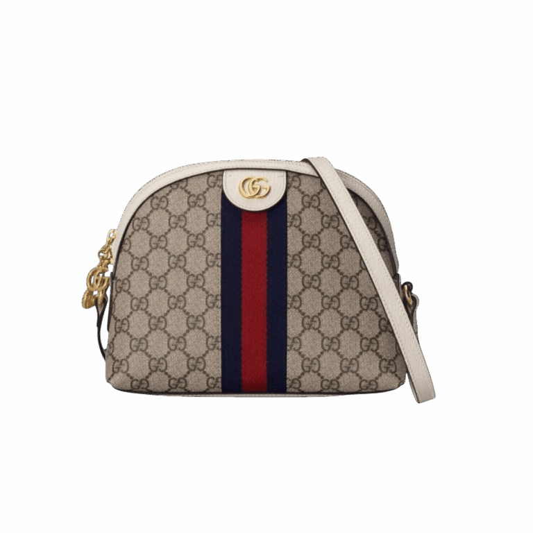 BORSA SPALLA DONNA OPHIDIA GG SUPREME PICCOLA BEIGE ED EBANO