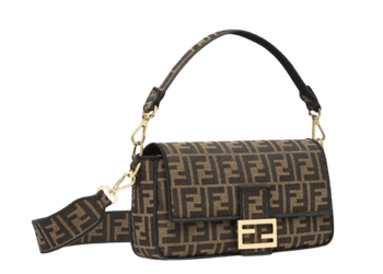 BORSA BAGUETTA  IN TESSUTO JACQUARD FF MARRONE