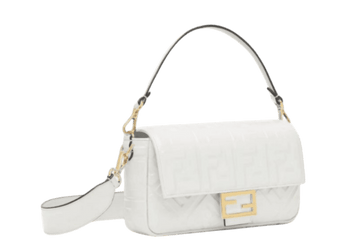 BORSA BAGUETTA  MEDIA FF IN PELLE BIANCA