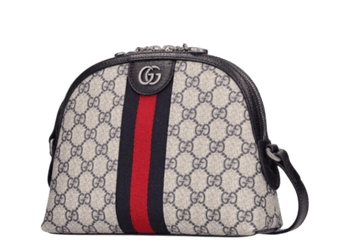 BORSA SPALLA DONNA OPHIDIA GG SUPREME PICCOLA BLU E BEIGE