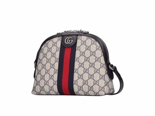 BORSA SPALLA DONNA OPHIDIA GG SUPREME PICCOLA BLU E BEIGE