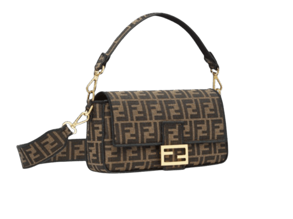 BORSA BAGUETTA  IN TESSUTO JACQUARD FF MARRONE