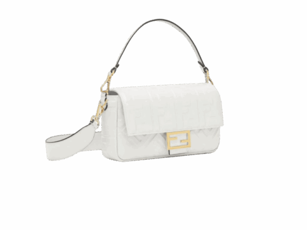 BORSA BAGUETTA  MEDIA FF IN PELLE BIANCA