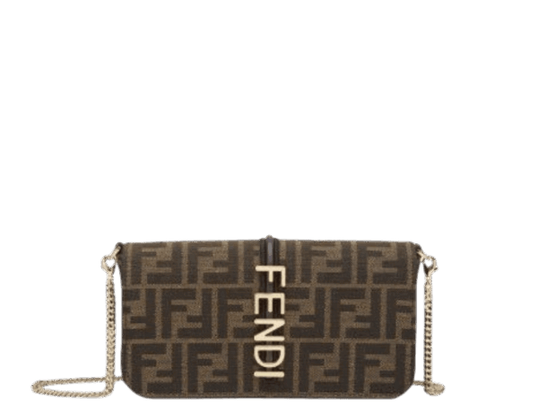 PORTAFOGLIO A CATENA FENDIGRAPHY IN TESSUTO FF MARRONE