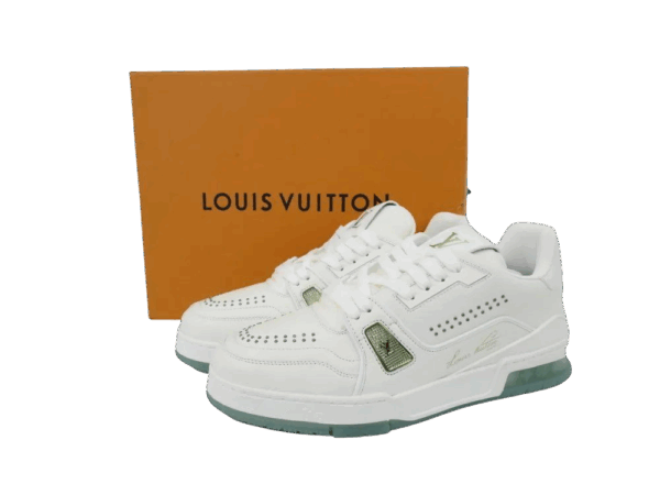 TRAINER LV WHITE GREEN RIVETS