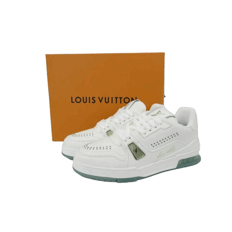 TRAINER LV WHITE GREEN RIVETS