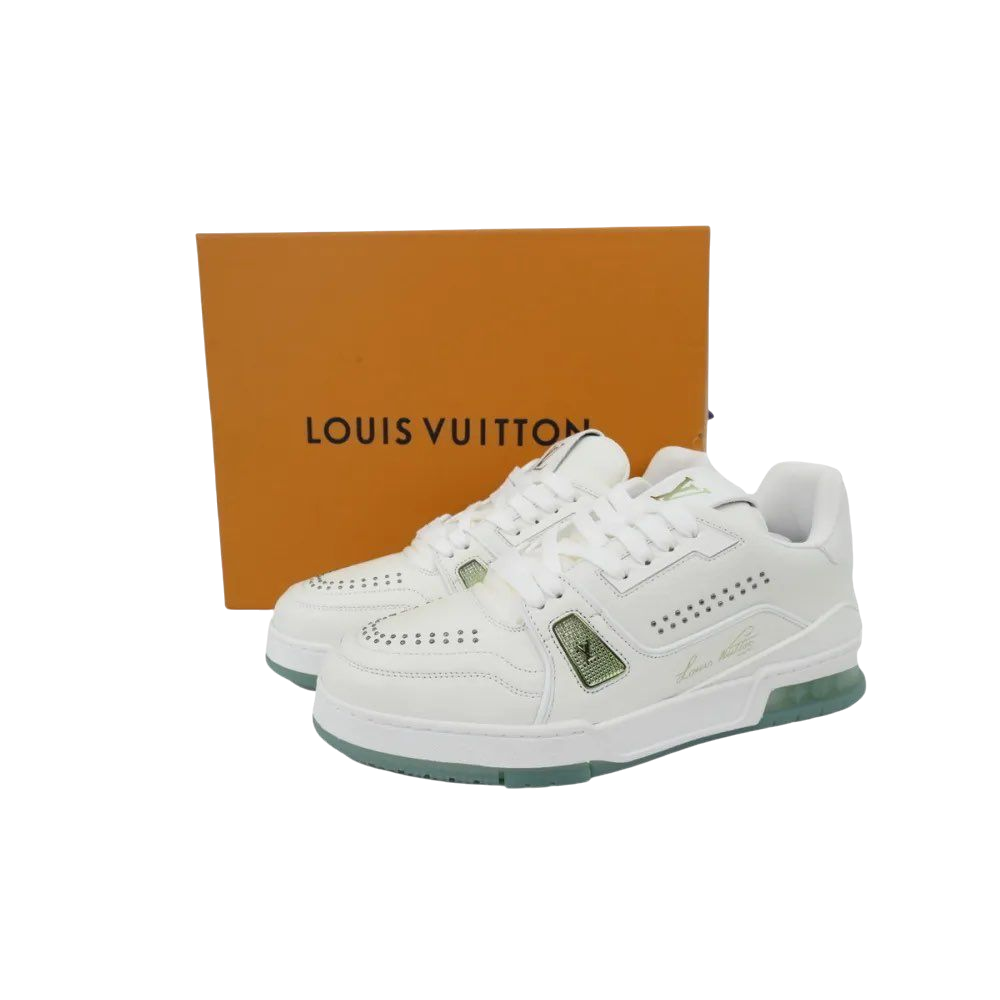 TRAINER LV WHITE GREEN RIVETS