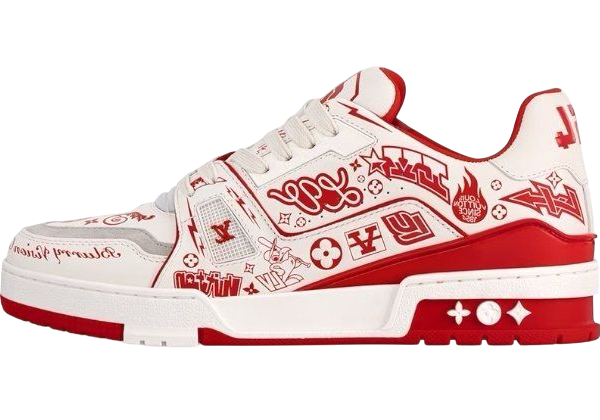 LV TRAINER GRAFFITI WHITE/RED