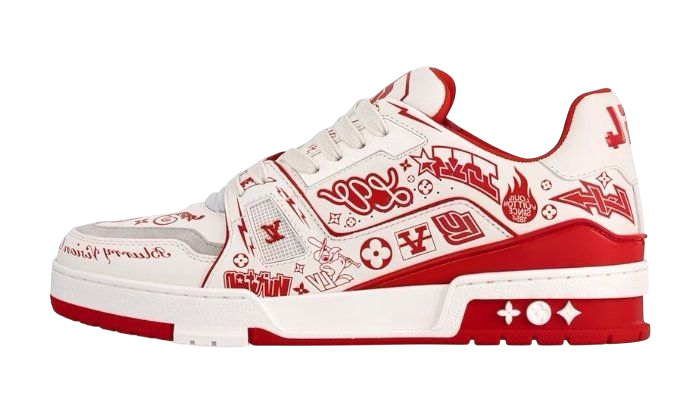 LV TRAINER GRAFFITI WHITE/RED