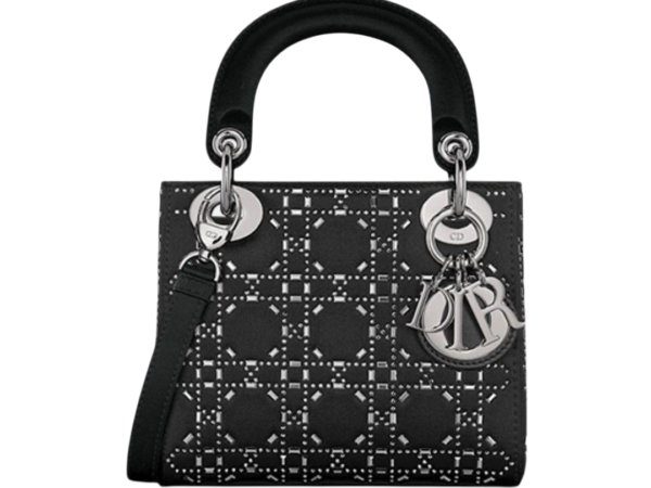 BORSA - DIOR SATIN CANNETÈ NERO CON STRASS