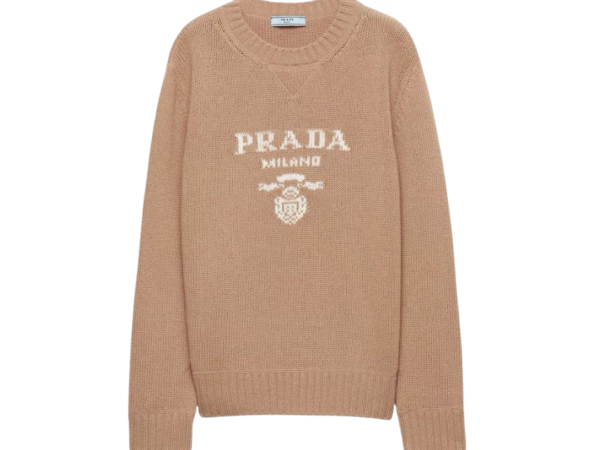 CARDIGAN - PRADA GIROCOLLO IN LANA CASHMERE CON LOGO
