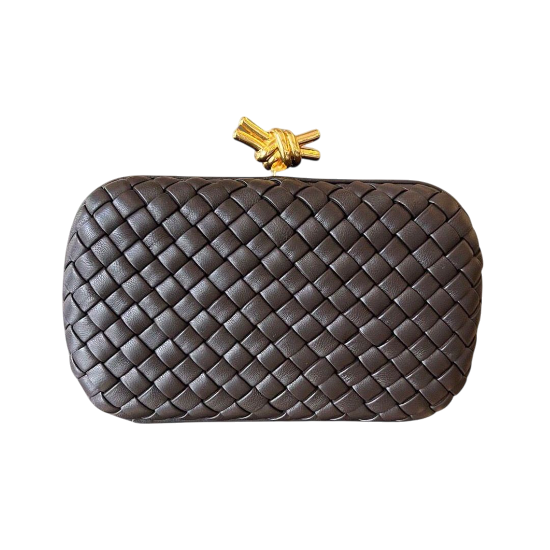 BORSA - BOTTEGA VENETA MV NERA CON NODO GRIGIO SCURO