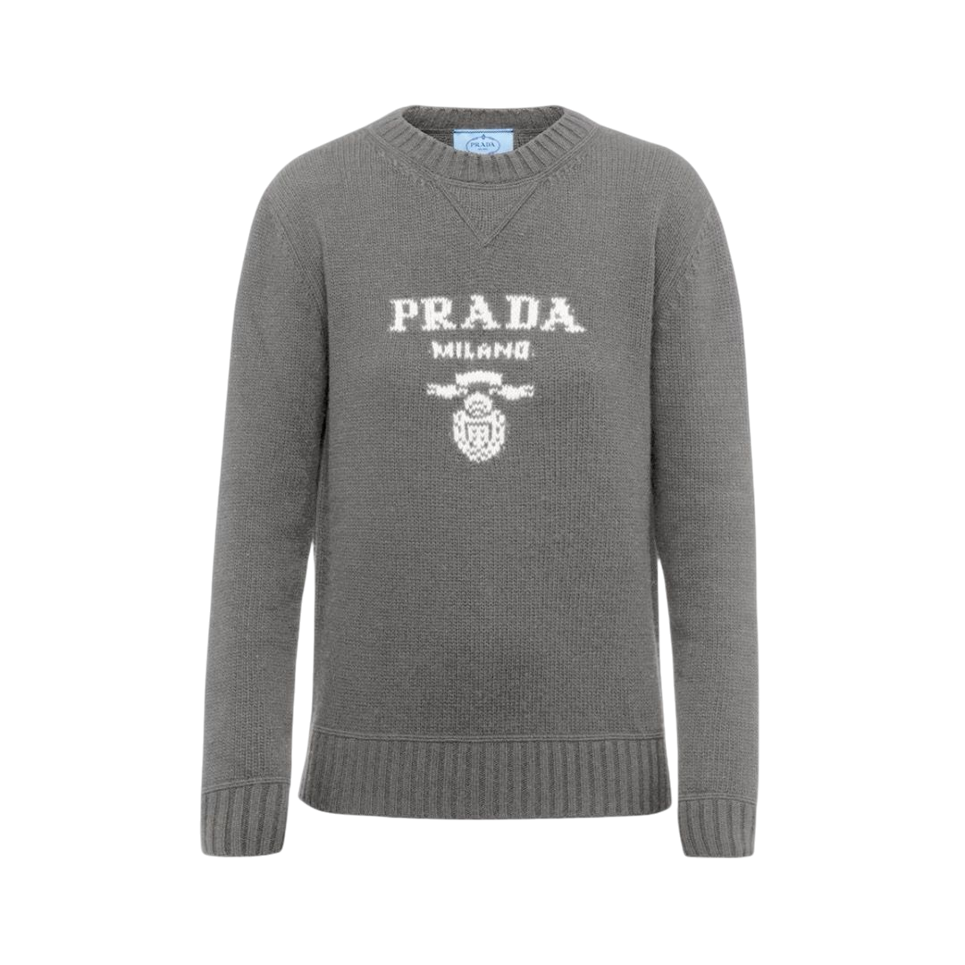 CARDIGAN - PRADA IN LANA CASHMERE CON LOGO