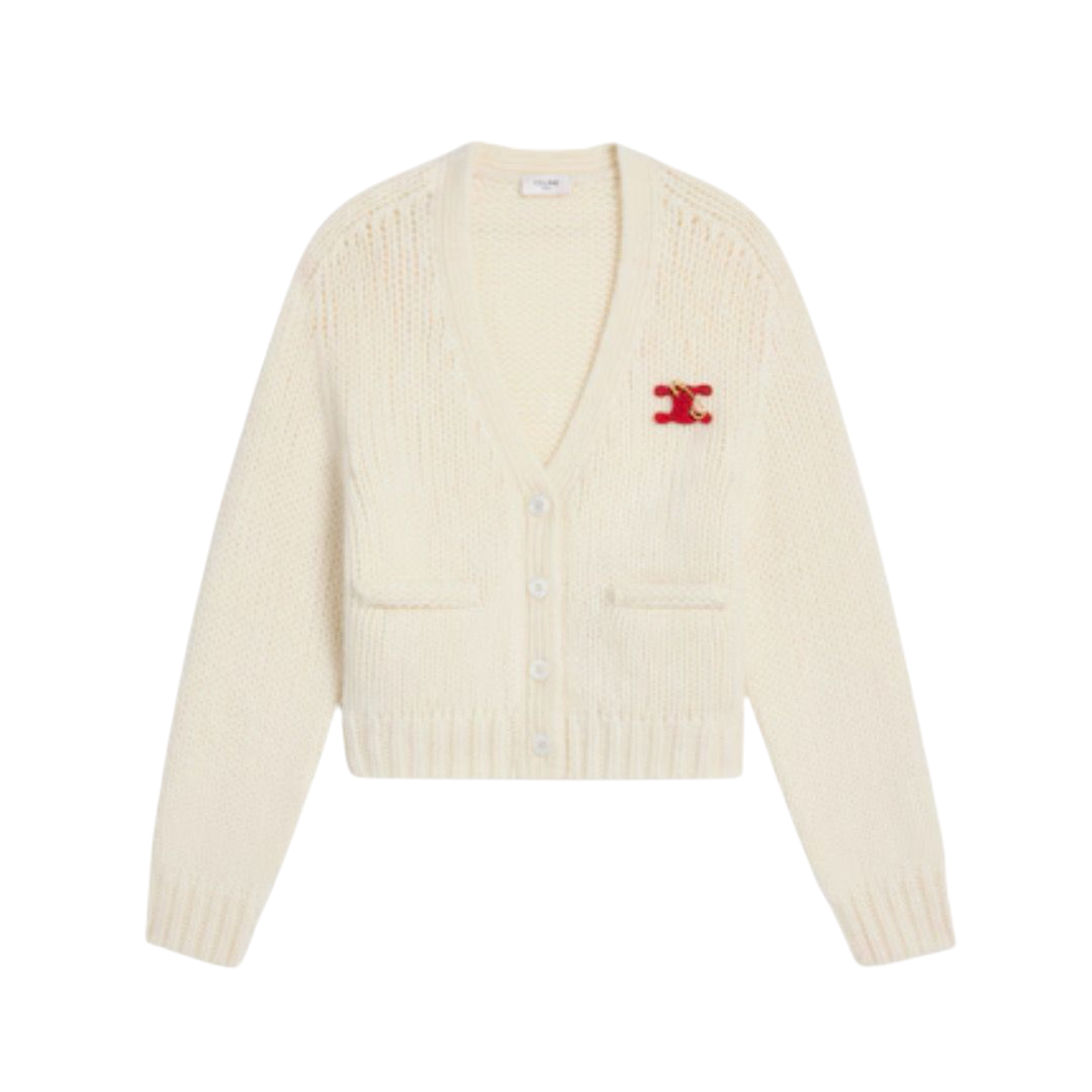 CARDIGAN - CELINE CASHMERE E SETA BEIGE