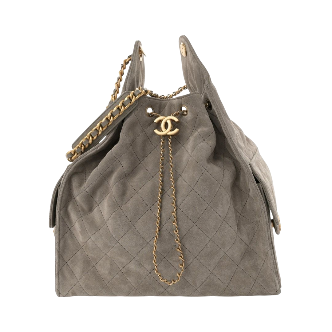 BORSA - CHANEL SCAMOSCIATO TRAPUNTATO MEDIO 25 GRIGIO