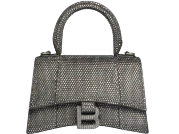 BORSA - BALENCIAGA HOURGLASS XS CON MANICO ARGENTO/GRIGIO