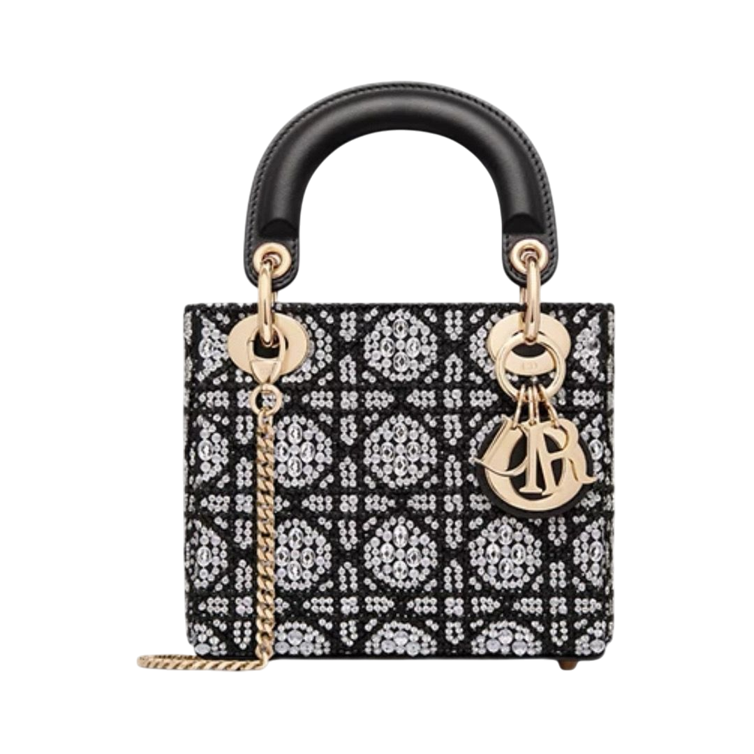 BORSA - DIOR CANNAGE CON PERLINE NERE E STRASS