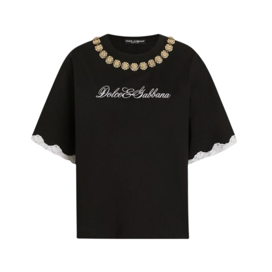 T-SHIRT - DOLCE & GABBANA IN JERSEY CON RICAMO GIOIELLO