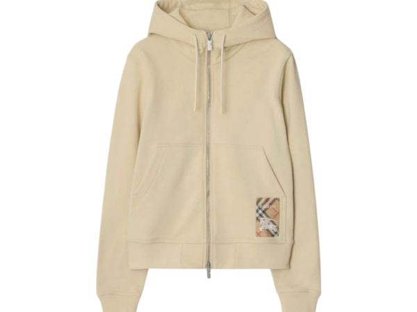 FELPA - BURBERRY CON ZIP E CAPPUCCIO CHECK