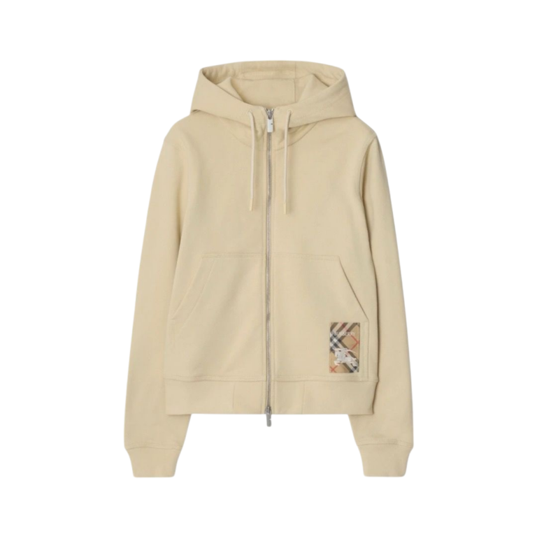 FELPA - BURBERRY CON ZIP E CAPPUCCIO CHECK