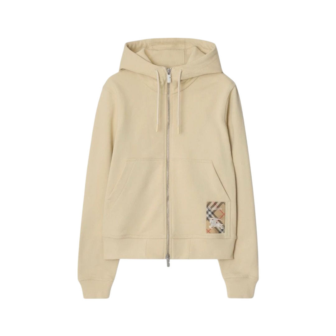 FELPA - BURBERRY CON ZIP E CAPPUCCIO CHECK
