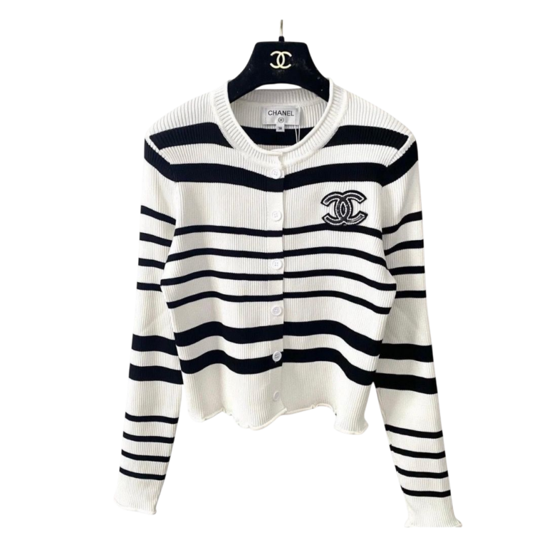 MAGLIA - CHANEL A RIGHE NERO/BIANCO