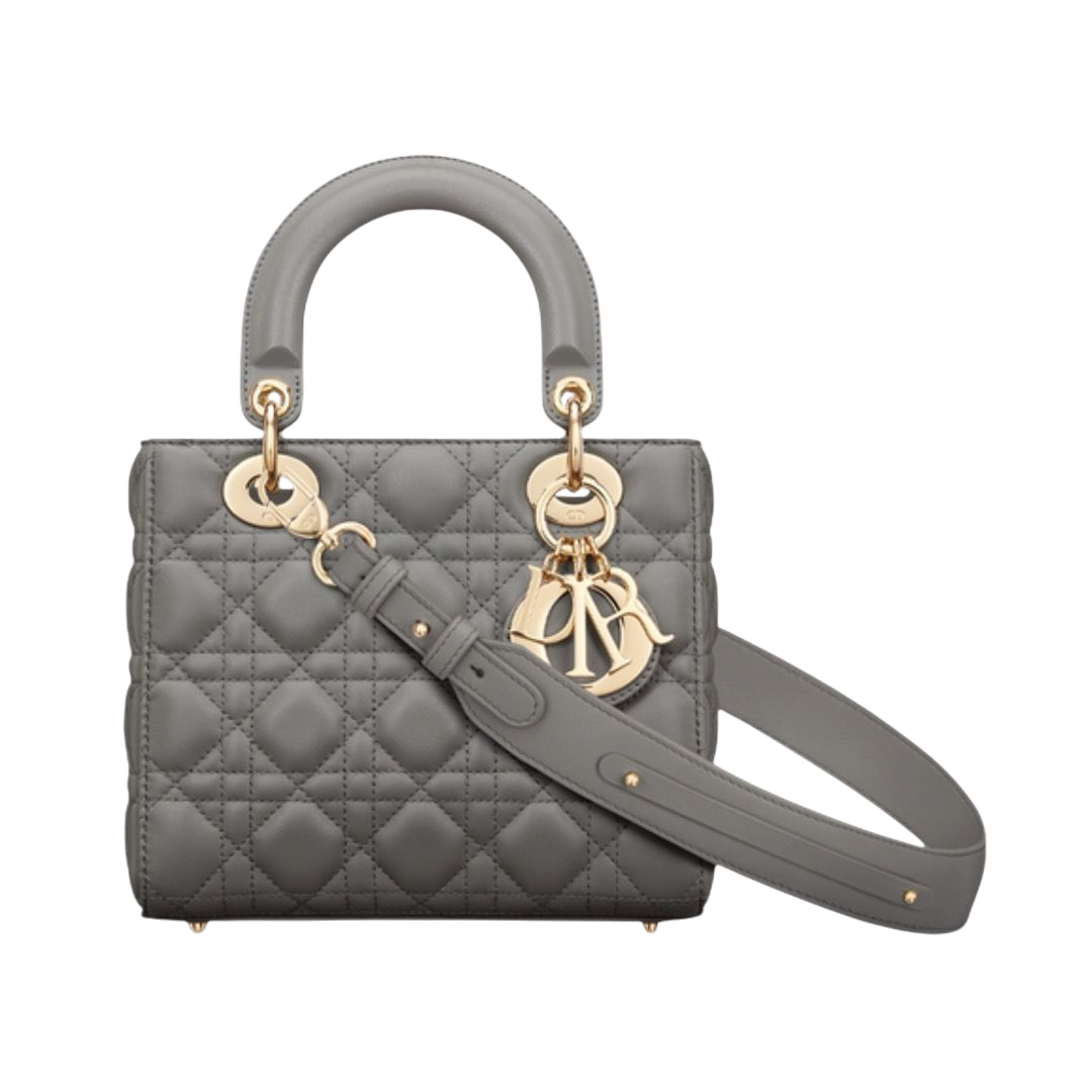 BORSA - DIOR LAMBSKIN CANNETÈ GRIGIO PIETRA