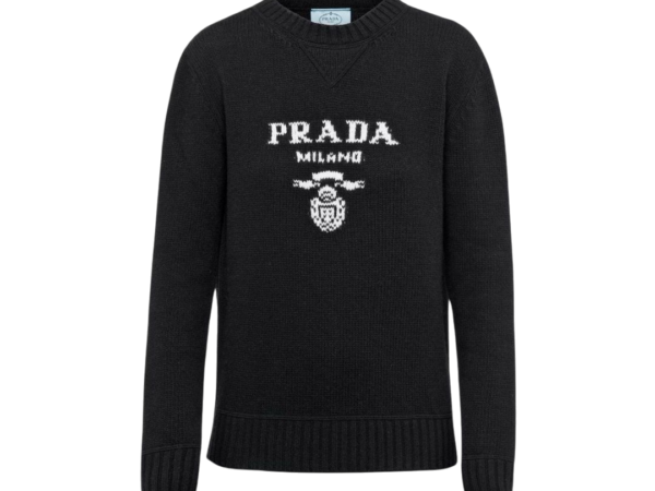 CARDIGAN - PRADA GIROCOLLO IN LANA CASHMERE CON LOGO