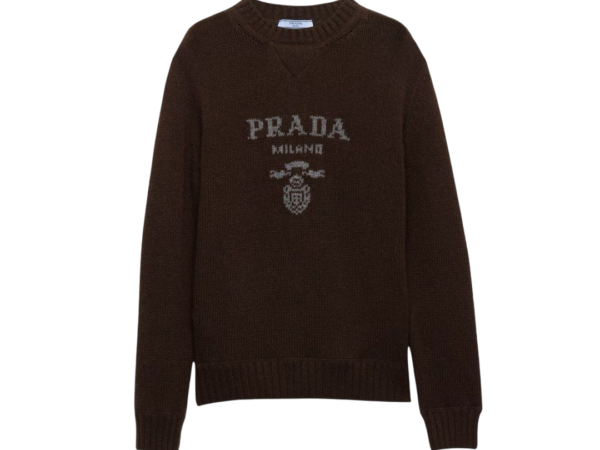CARDIGAN - PRADA GIROCOLLO IN LANA CASHMERE CON LOGO