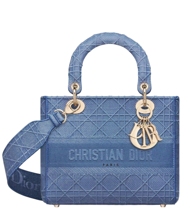 BORSA - DIOR LADY D-LITE BLU 24cm