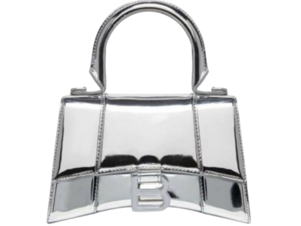 BORSA - BALENCIAGA HOURGLASS XS CON MANICO ARGENTO METALIZZATA