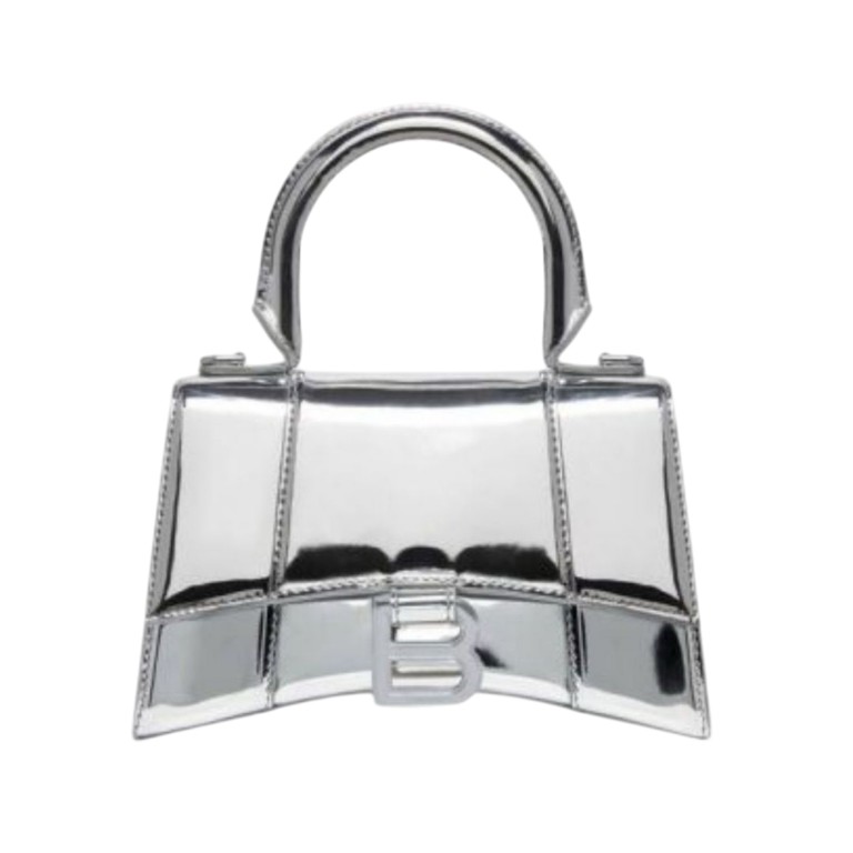 BORSA - BALENCIAGA HOURGLASS XS CON MANICO ARGENTO METALIZZATA