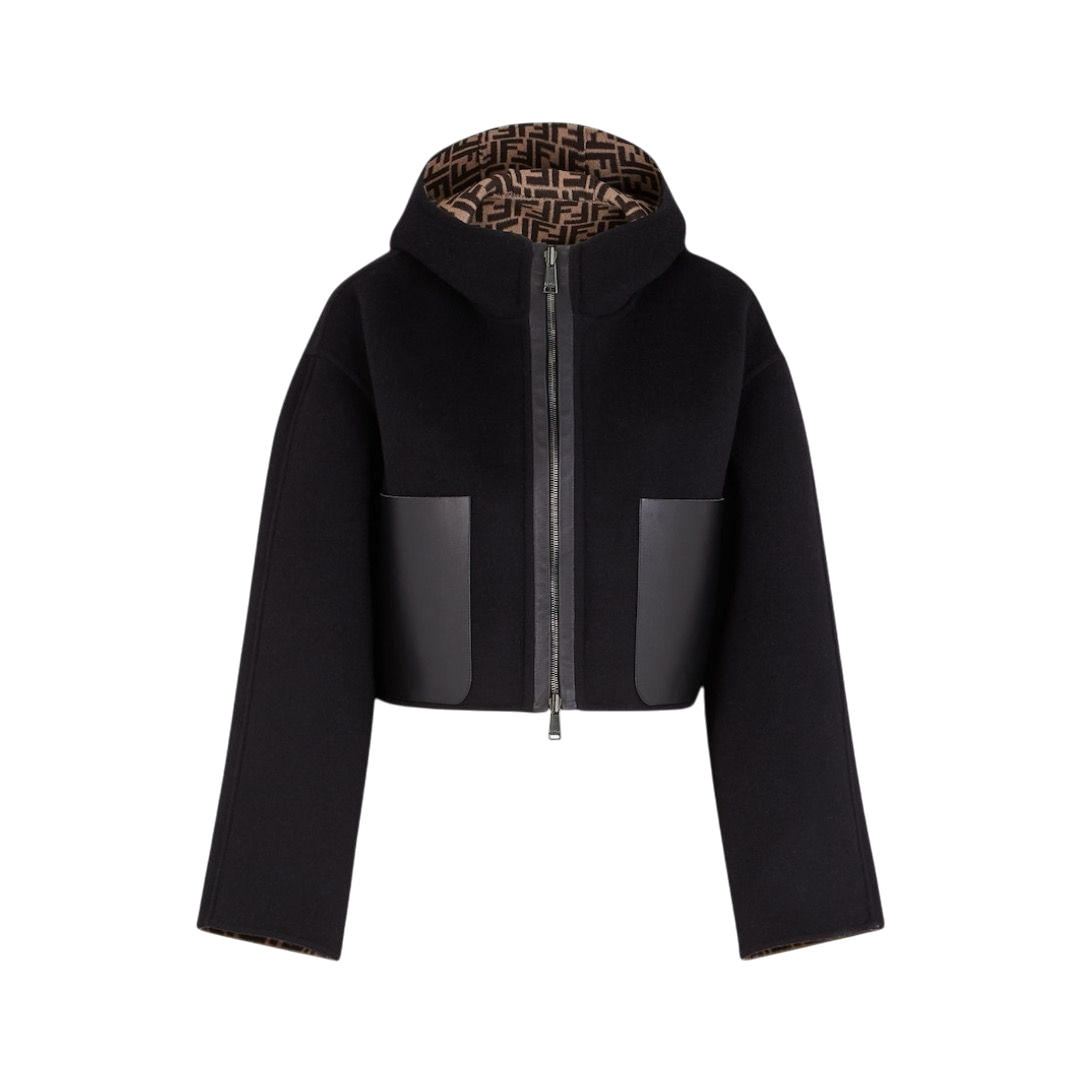 JACKET FENDI IN LANA NERO REVERSIBILE