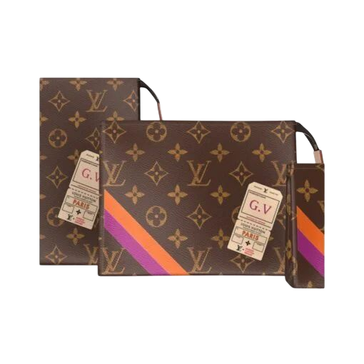 BORSA TRUCCHI - LOUIS VUITTON TRIO TOILET MARRONE