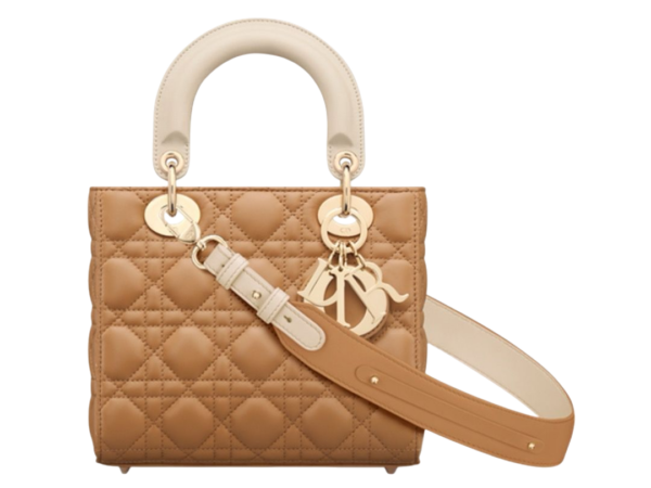 BORSA - DIOR LAMBSKIN CANNETÈ BICOLOR MARRONE/AVORIO POLVEROSO