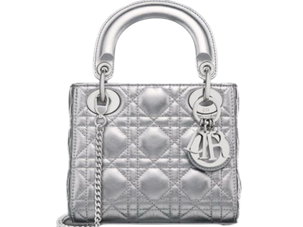 BORSA - DIOR LAMBSKIN CANNETÈ GRIGIO ARGENTO METALLICO