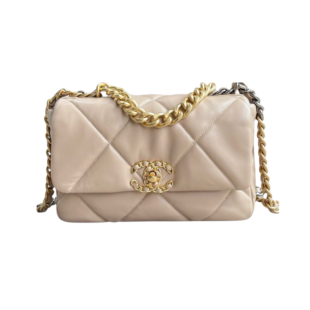 BORSA - CHANEL 19 MEDIA BEIGE CHIARO