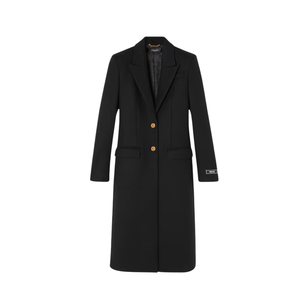 TRENCH - VERSACE CAPPOTTO DRITTO MONOPETTO IN LANA