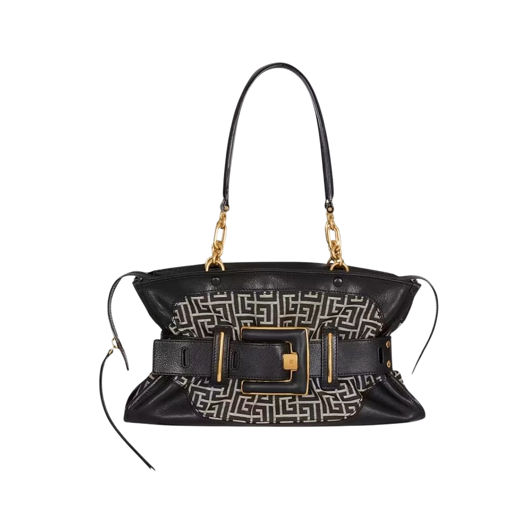 BORSA - BALMAIN ANTHEM MONOGRAM JACQUARD NERO
