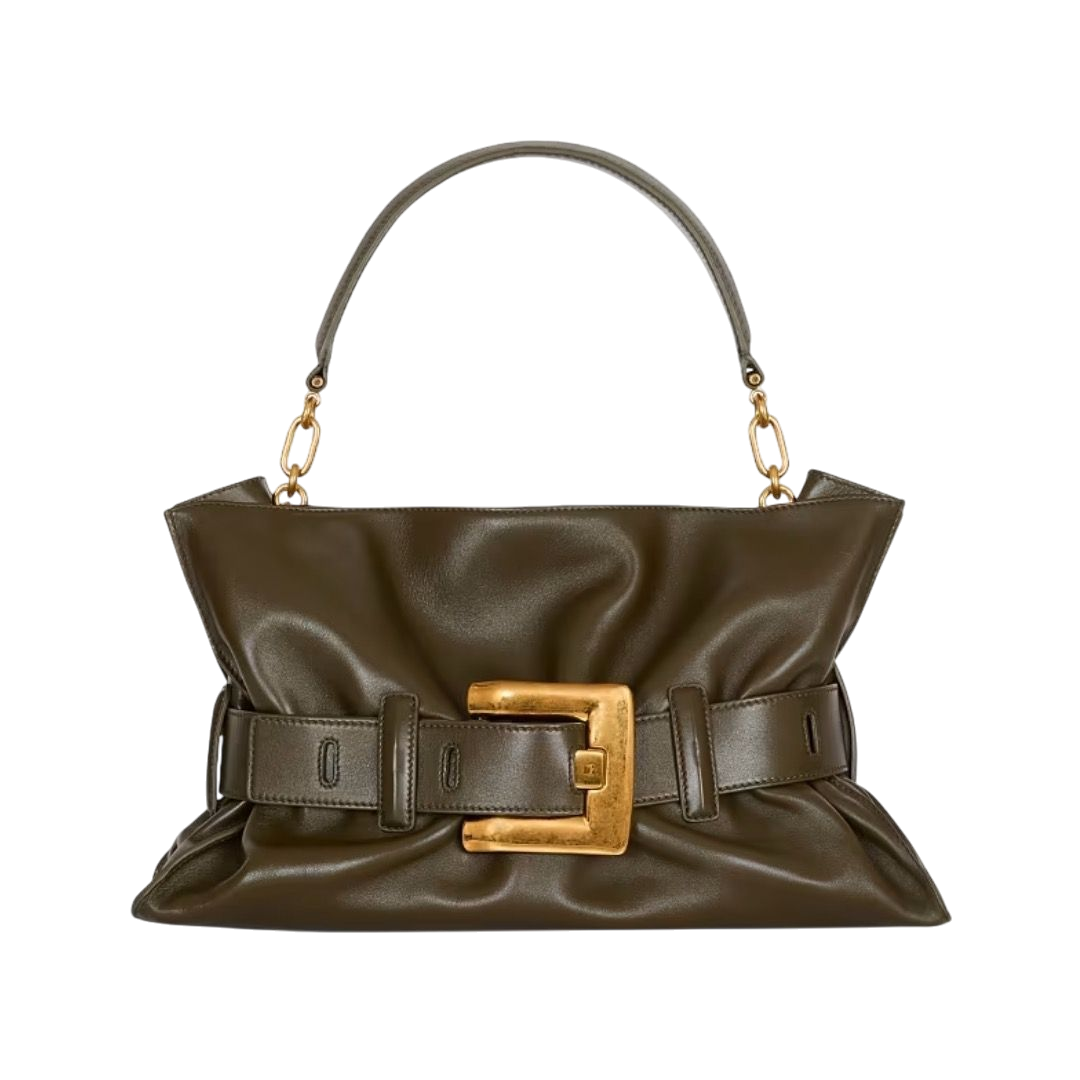 BORSA - BALMAIN ANTHEM BORSA A SPALLA VERDE/MARRONE