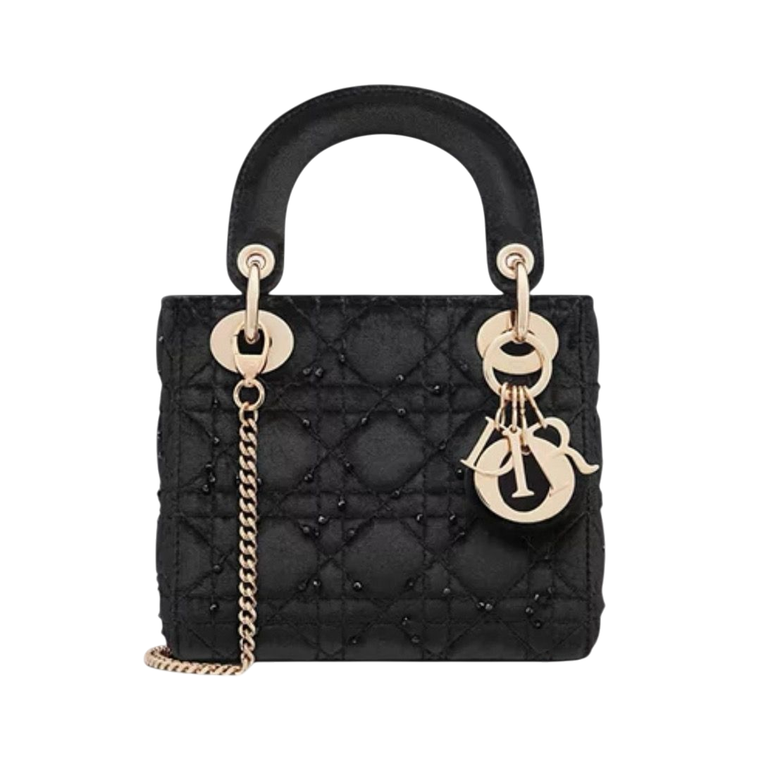 BORSA - DIOR LAMBSKIN CANNETÈ NERO CON BORCHIE