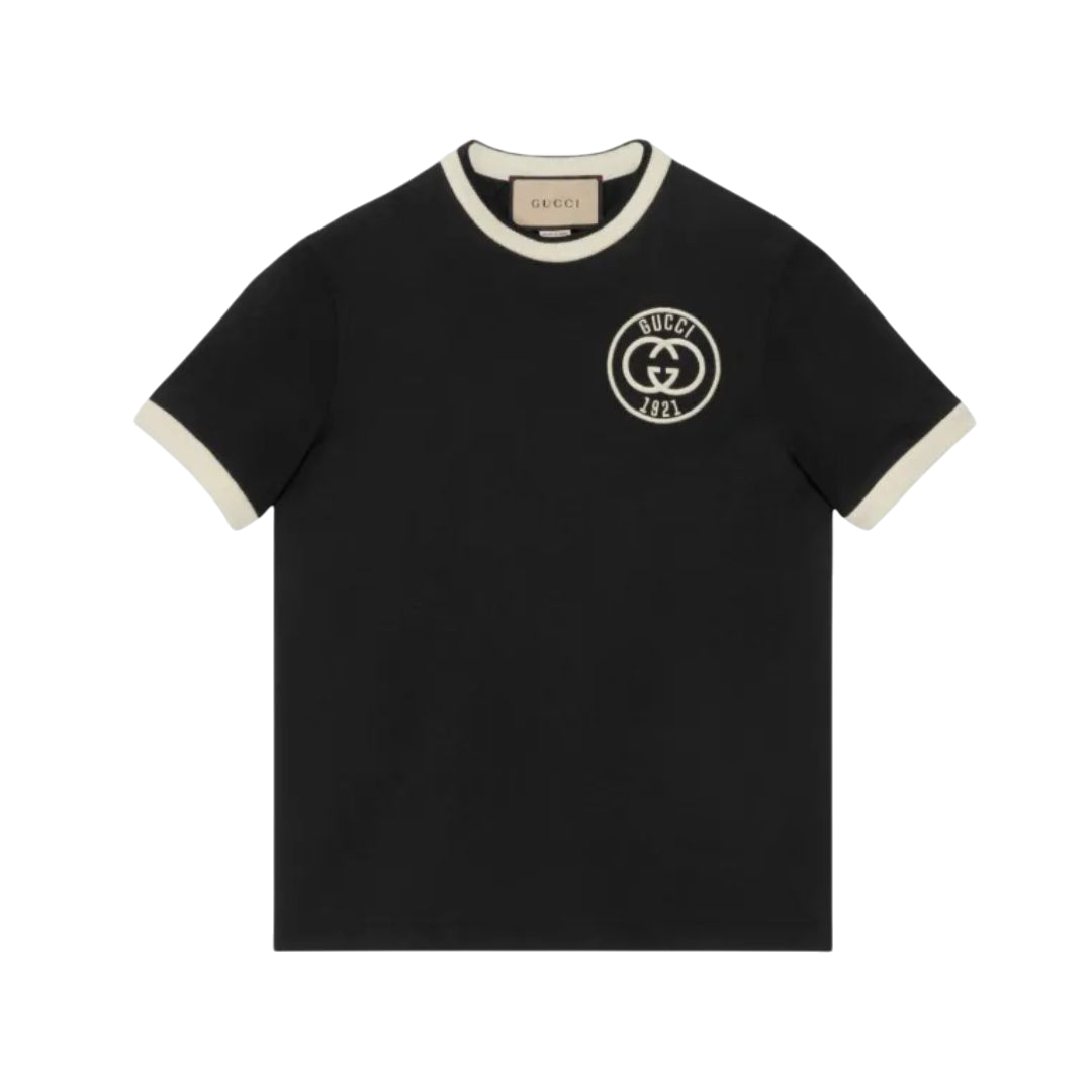 T-SHIRT - GUCCI INTERLOCKING NERO