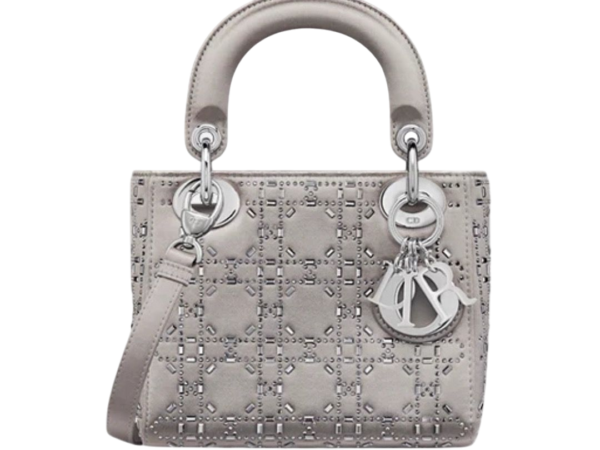 BORSA - DIOR SATIN CANNAGE CON STRASS GRIGI