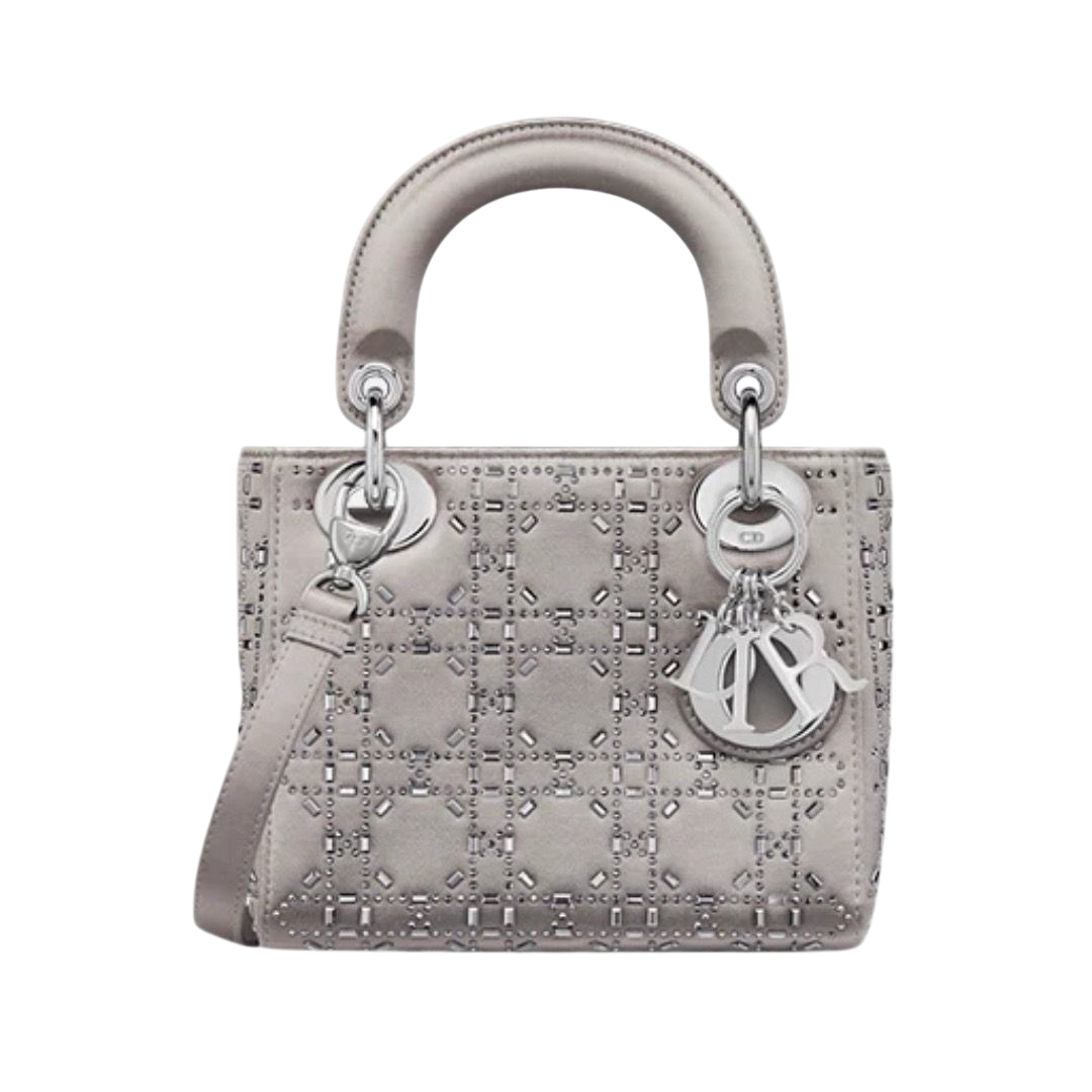 BORSA - DIOR SATIN CANNAGE CON STRASS GRIGI